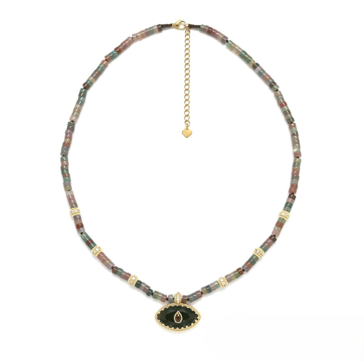 Heishi Bead & Rhinestone <br/> Eye Pendant Necklace