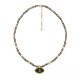 Heishi Bead & Rhinestone <br/> Eye Pendant Necklace