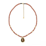 Heishi Bead & Rhinestone Necklace <br/> w/ an Ovoid Pendant