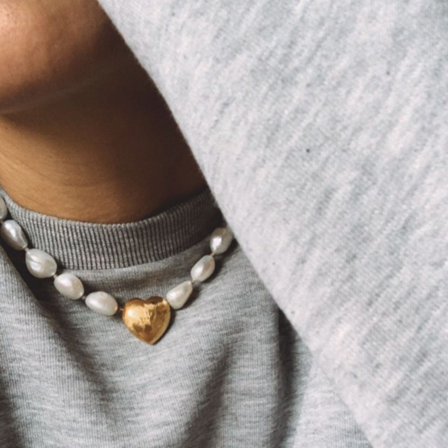 Orissa Heart Necklace <br/> White Pearl