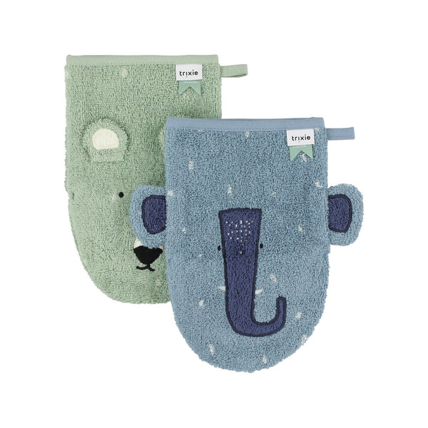 Washclothes 2-pack <br/> Mr. Polar Bear - Mrs. Elephant