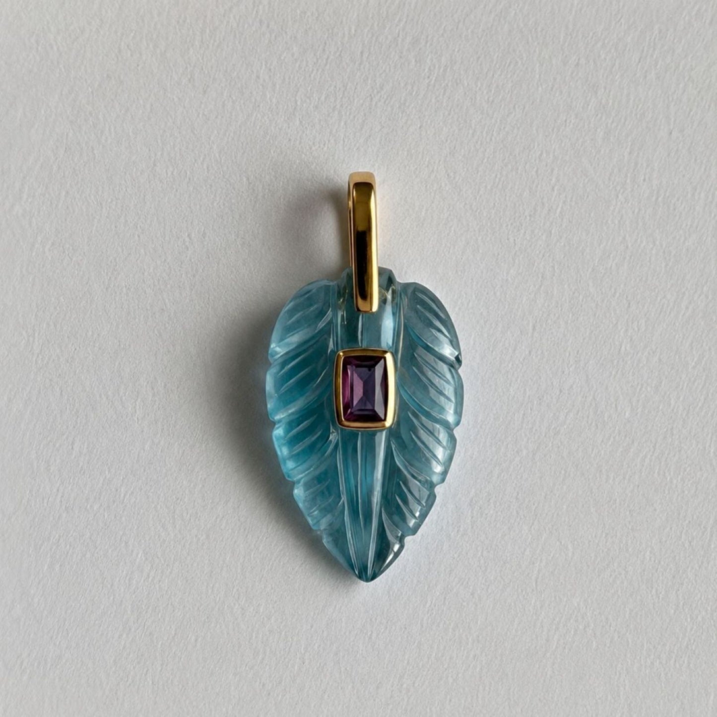 Plumita Pendant <br/> Light Blue Apatite & Light Pink