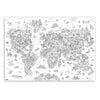 A black and white map of the world for coloring