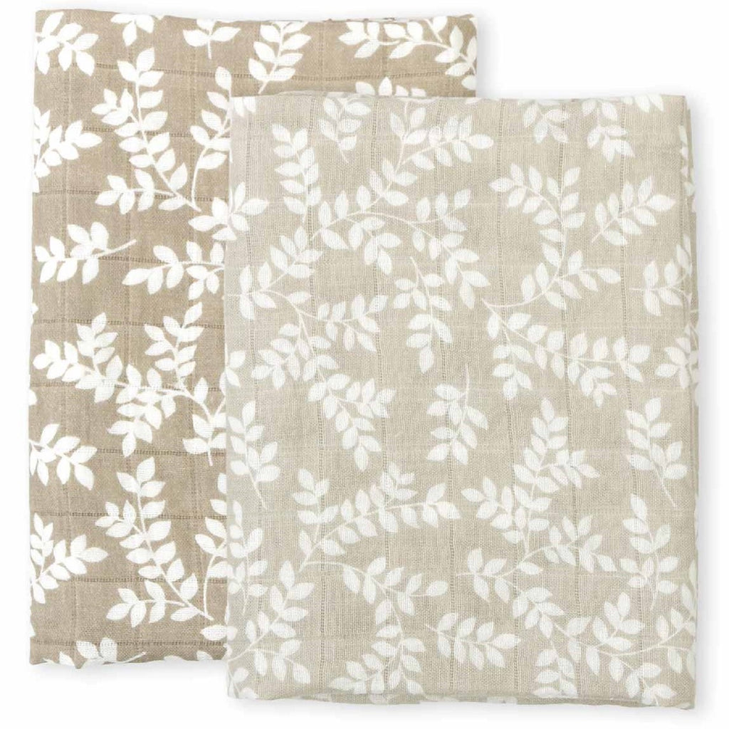 Leave Taupe Set of 2 Muslin Cloth