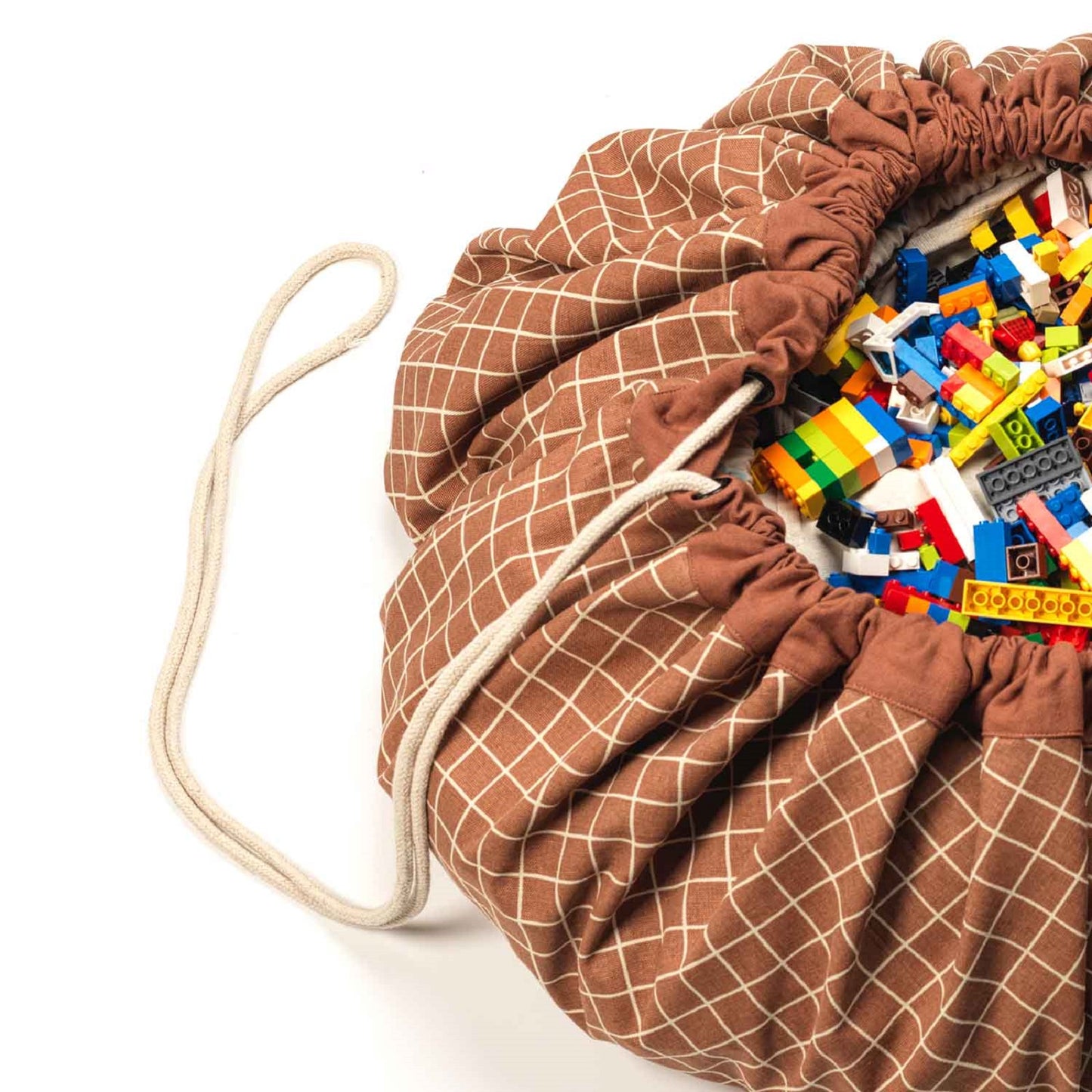 Simply pull the strings to make it a bag